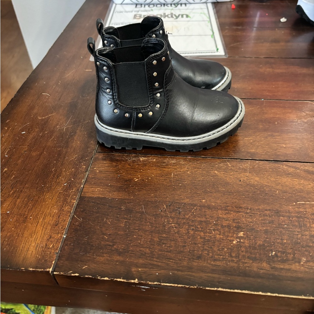 Black Studded Kids Boots
